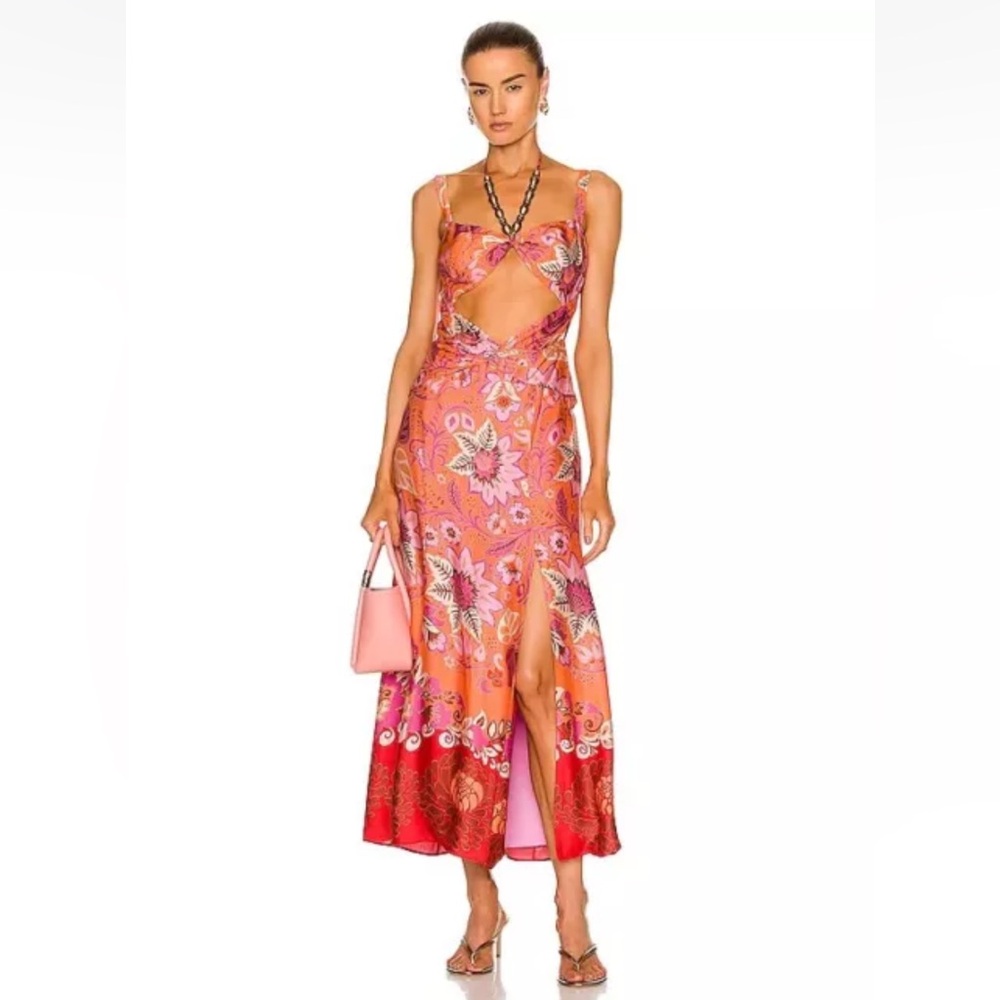ALEXIS Nisa floral blossom beaded maxi dress XS new orange pink
